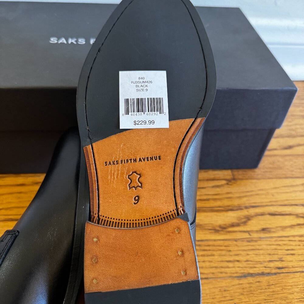 Saks Fifth Avenue "Matthew Leather" Double Monk Strap Shoes * Black * Size 9 - Picture 4 of 6